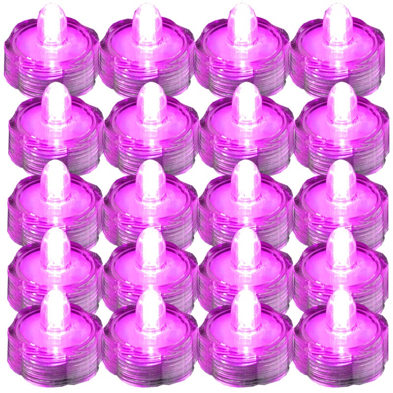 JYtrend Bright LED Floral Tea Light Vase Submersible Lights for Party Wedding (Pink, 20 Pack) - Image 1